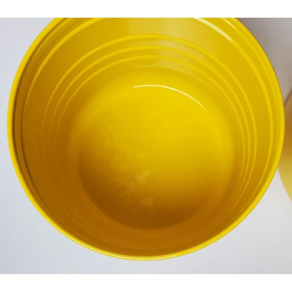 Vintage Pier 1 One Retro Diner Yellow Chrome Silver Metal Nesting Canister‎ Set